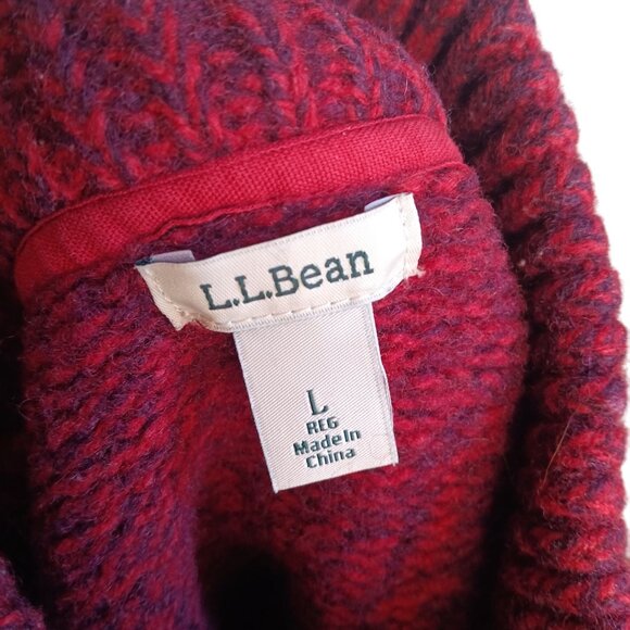 Medium L.L. Bean Sweater Jacket Womens Lambs wool Red Heather Full-Zip - Picture 3 of 8